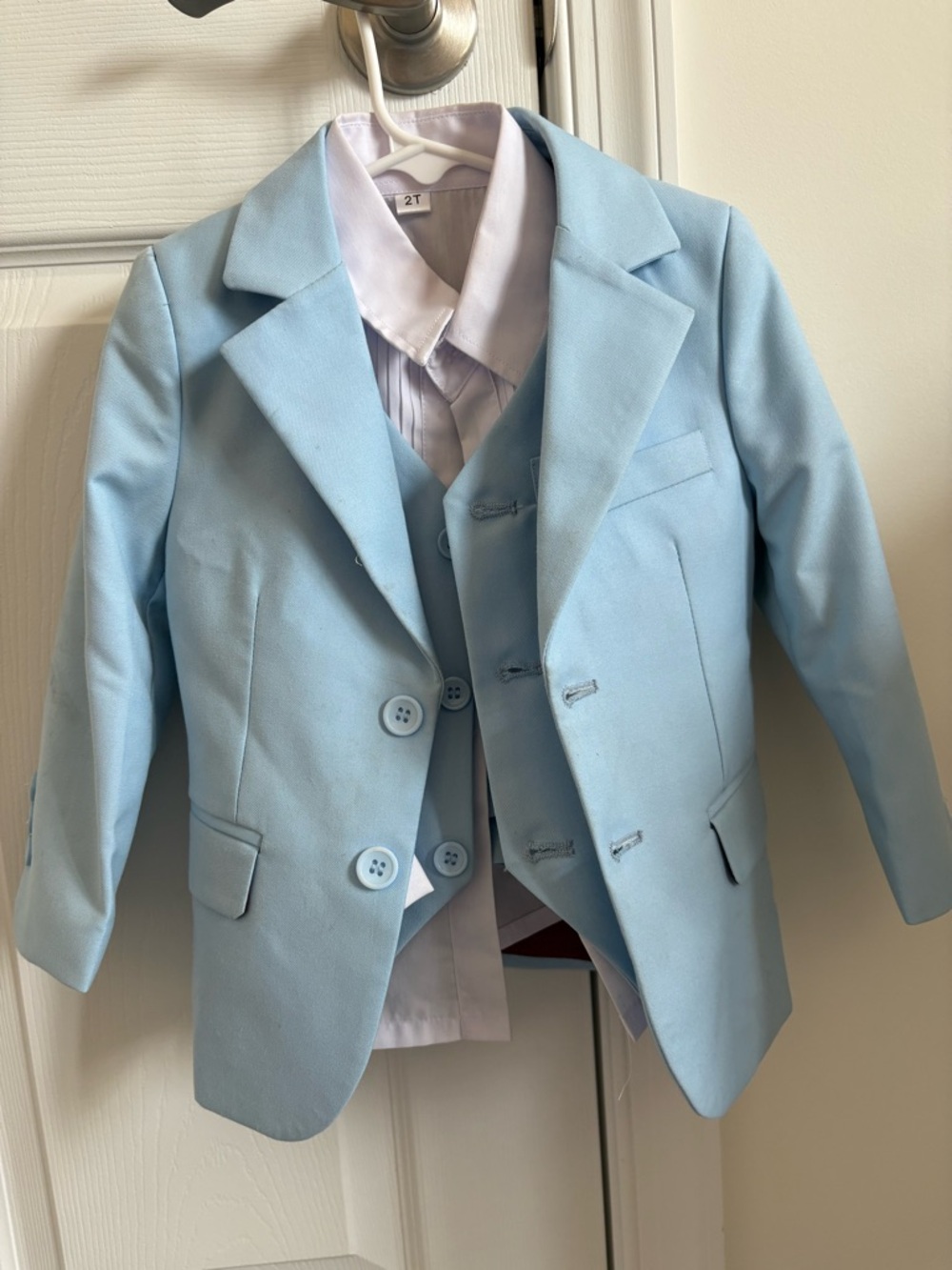 Light Blue 4pc Kids Suit with Vest and Shirt